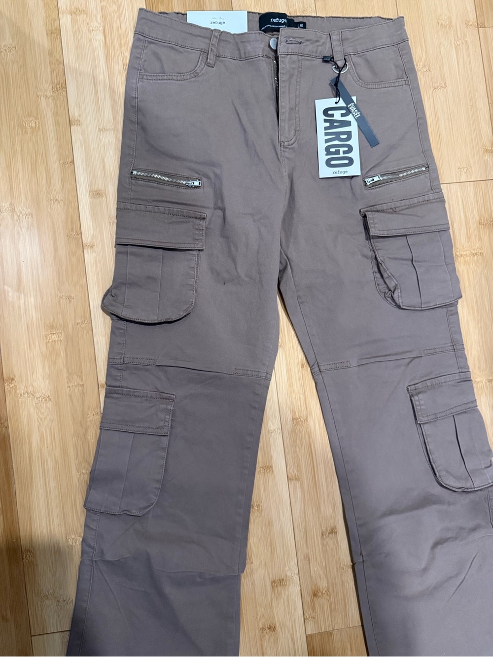 refuge Taupe-Brown Cargo Pants with Utility Pockets